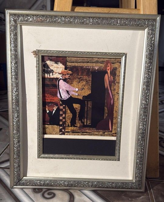 Decorative Picture of Jazz Piano and Elegant Lady. 13x16