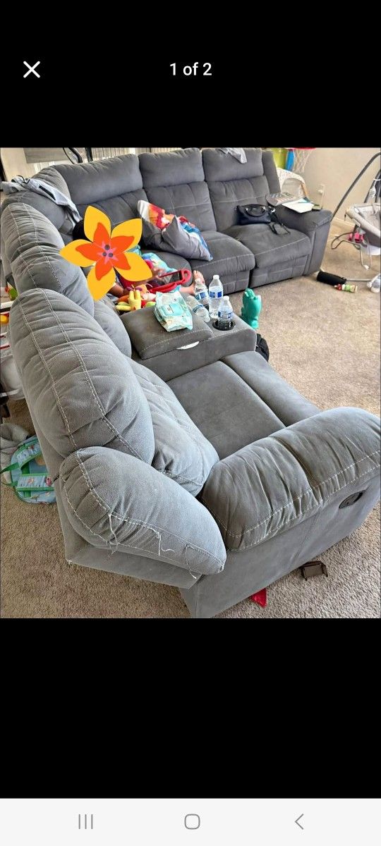 Gray Used reclining Sectional $200 Obo