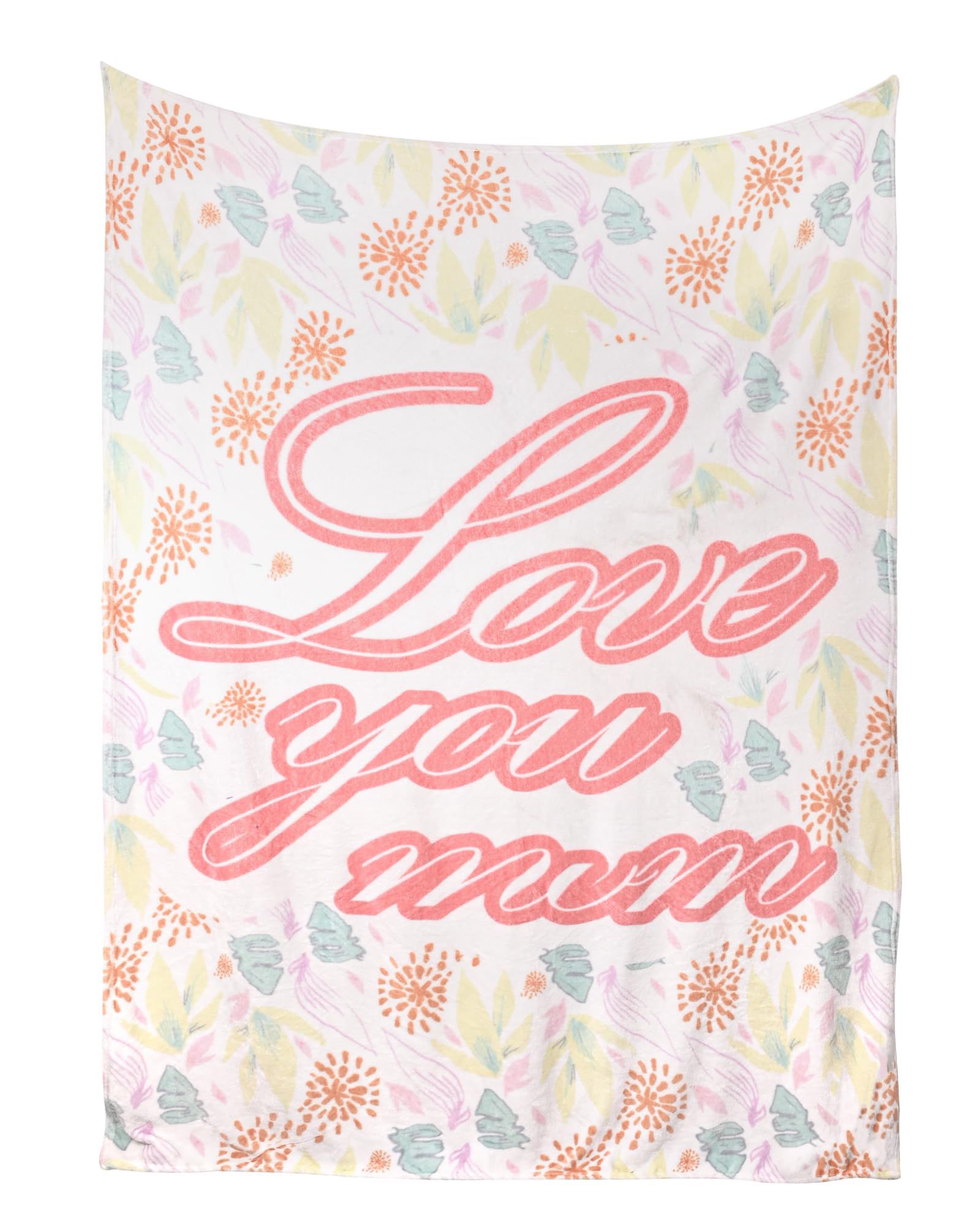 DN DECONATION Mothers Day Blanket From Son, Soft Love You Mom Blanket With Colorful Flowers, For Mom 78 X 59 Inches Love You Mum 78.74"X59.05"