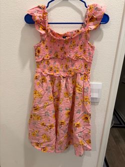 Girls Pink Floral Smocked Sundress