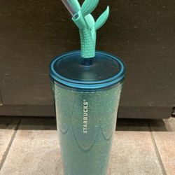 2025 STARBUCKS SIREN MERMAID FOIL SCALES  24oz VENTI TUMBLER w/TAIL STRAW TOPPER