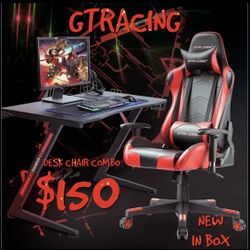 GTRACING GAME CHAIR DESK COMBO NEW
