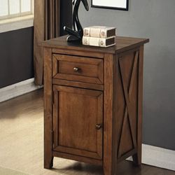 eHemco X-Side Wood Nightstand Side Table 1 Drawer 1 Door 