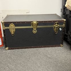 Vintage Travel Steamer Luggage black Trunk Chest