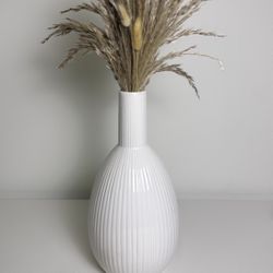 Elegant White bottle Vase Stripes 12"