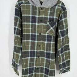 NEW Boy’s Quiksilver Lightweight Flannel Shirt Jacket Hoodie Large 14/16