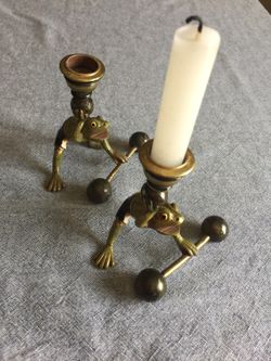 Vintage frog candle stick holders