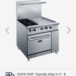 Dukers DCR36-2B24GM 36" 2 Burner Gas Range w/ Griddle - Standard Oven, Convertible