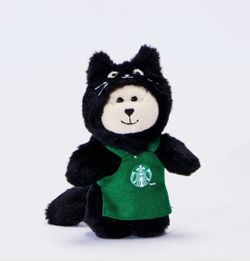 Starbucks Black Cat Bear Plush Keychain 2026