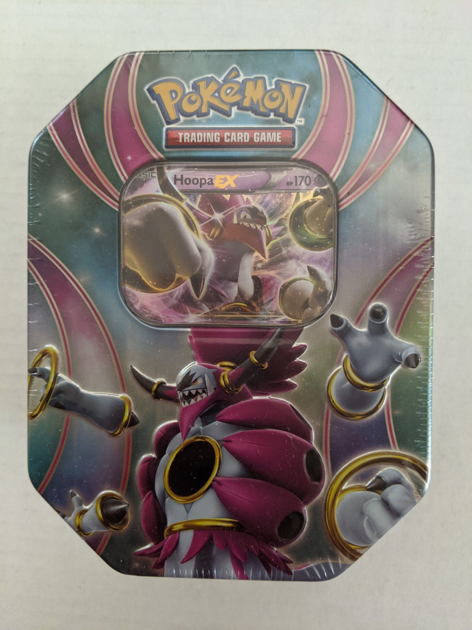 Pokemon TCG Hoopa EX Tin Collectible Cards Game Box