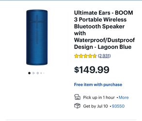 Ultimate Ears Boom 3 Portable Bluetooth Wireless Speaker ( Waterproof) - Seashell Peach