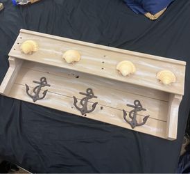 Custom Made Nautical seashell shelf beach decor
