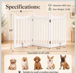 Yaheetech Freestanding Wooden Dog Gate, 3-Panel 24in H Foldable Pet Barrier