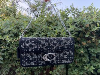 Black Coach Tabby Shoulder Bag 26 w/ Crystal Beading