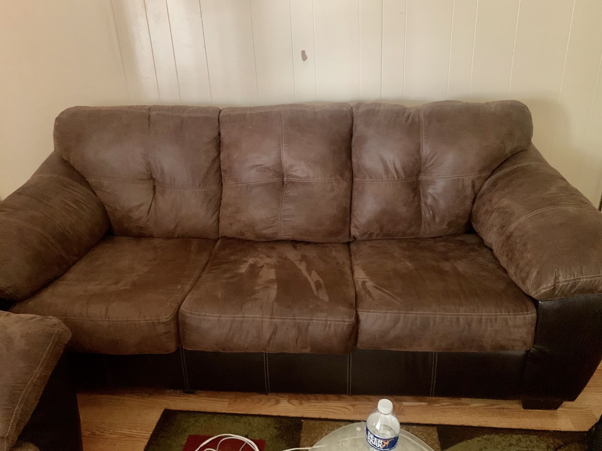 Brown leather couch