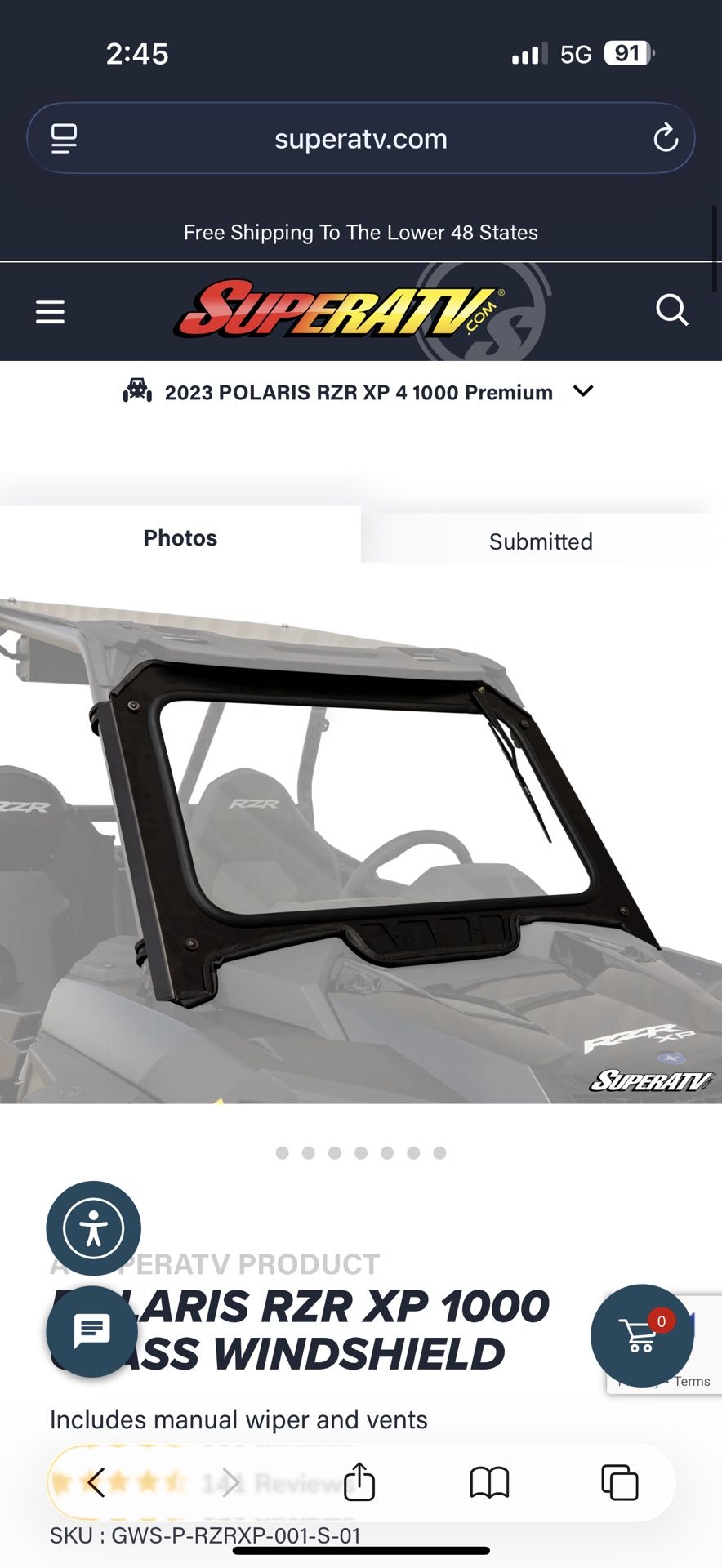  NEW SUPER ATV POLARIS RZR XP GLASS WINDSHIELD