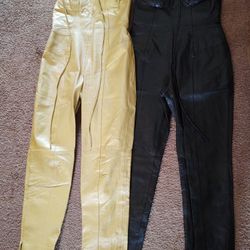 Leather jumpsuit Women's gold size 12 leather halter top jumpsuit