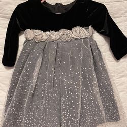 Le Pink Black Velvet And Tulle Formal Toddler Dress Size 24 Months