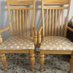 Set of 5 Solid Wood Dining Chairs with Arms – Excellent Condition