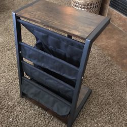 Side Table with 4 Pocket Magazine Rack