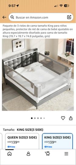King Size Bed Rail Guard Set for Toddlers