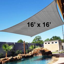 New in Box $40 Square 16x16ft Sun Shade Sail Outdoor Patio Top Cover 185gsm 95% UV Block with Ropes