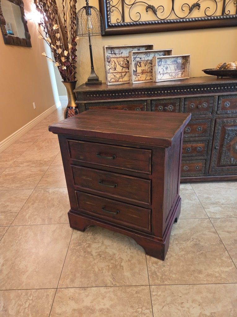 Rustic Southwest Style Burgundy Side Table