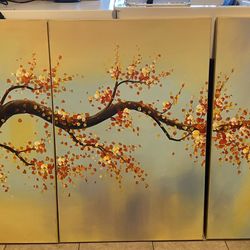 Branch of Flowers 3pc. Painting