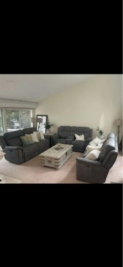 3-Piece Gray Recliner Sofa Set