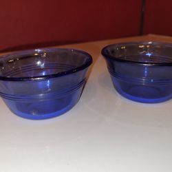 Vintage Blue Pyrex Bowls Set Of 2