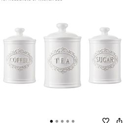 Ceramic Kitchen Canisters For Countertop Set of 3 Airtight
