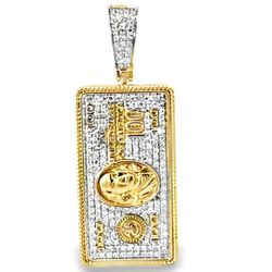 100 Dollar Bill Icedout Pendant 10K Yellow Gold 0.45ctw Diamond