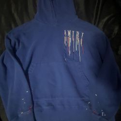 Blue Paint splatter Amiri Hoodie
