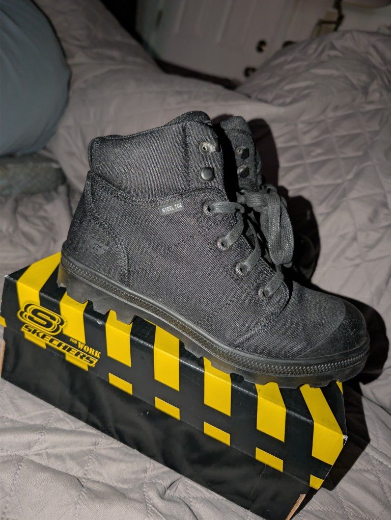 Skechers Work Boots Rotund Darragh  Black Steel Toe Women's 8.5 - Excellent Condition