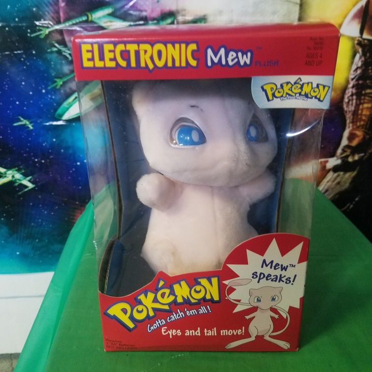 Electronic Mew Talking Plush Pokemon Hasbro 1998 New RARE