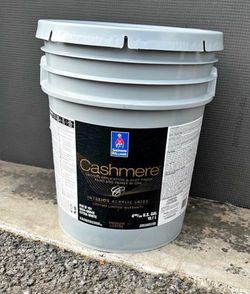 Opened full 5 gallons Cashmere White Interior Paint. Medium Lustre