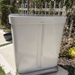 simplehuman Dual Compartment Kitchen Trash & Recycle Can - White