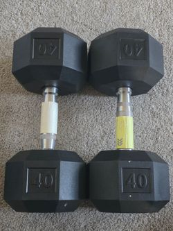 Hex Dumbbell 40lbs Black - All In Motion™: Rubber, Chrome, Single Weight