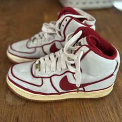 Nike Air Force One High Vintage White Red Gym Shoes Men 9