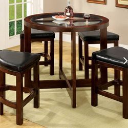 5pc Dark Walnut Counterheight Table Set