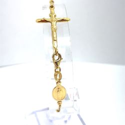 14Kt Yellow Gold 7.5” Beads Cross Bracelet 2.70g 199449