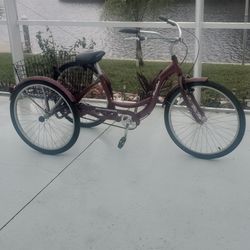 Schwinn  Maroon  3 Wheeler  26inch  Wheels 