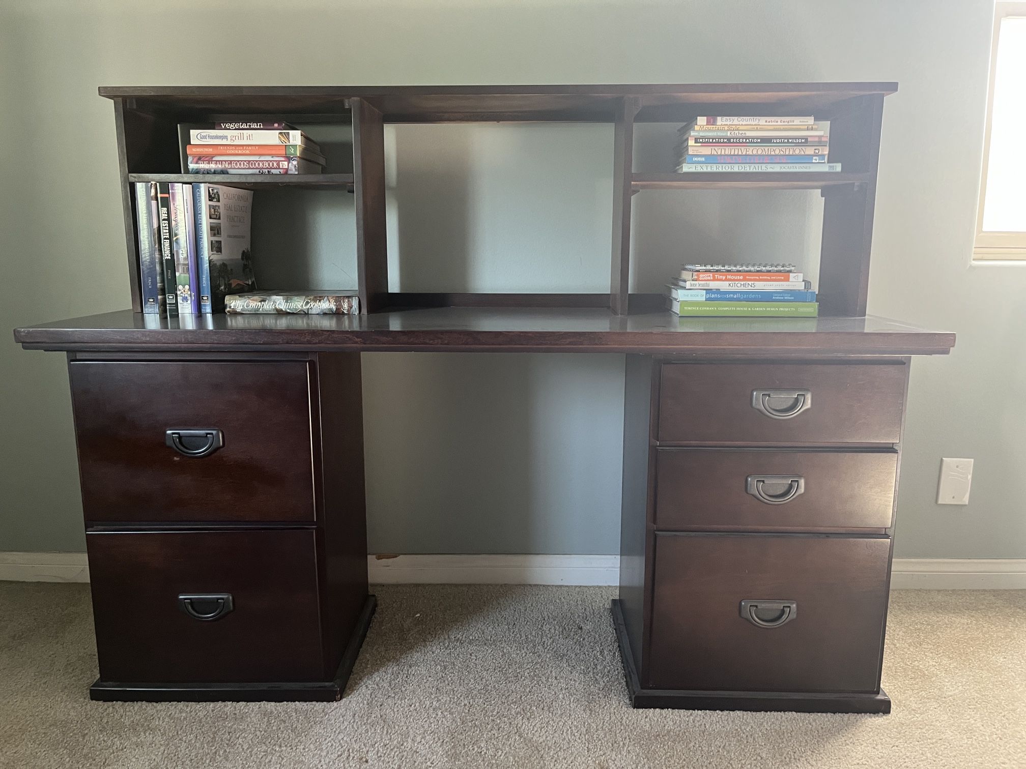 Solid Cherry Wood Desk with Hutch
