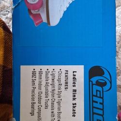 Ladies Rink Skate Boots White With Pink Wheels