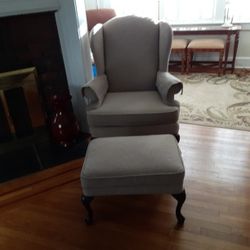 Wing Chair With Ottoman. 