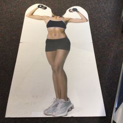 Female exercise life-size standup used