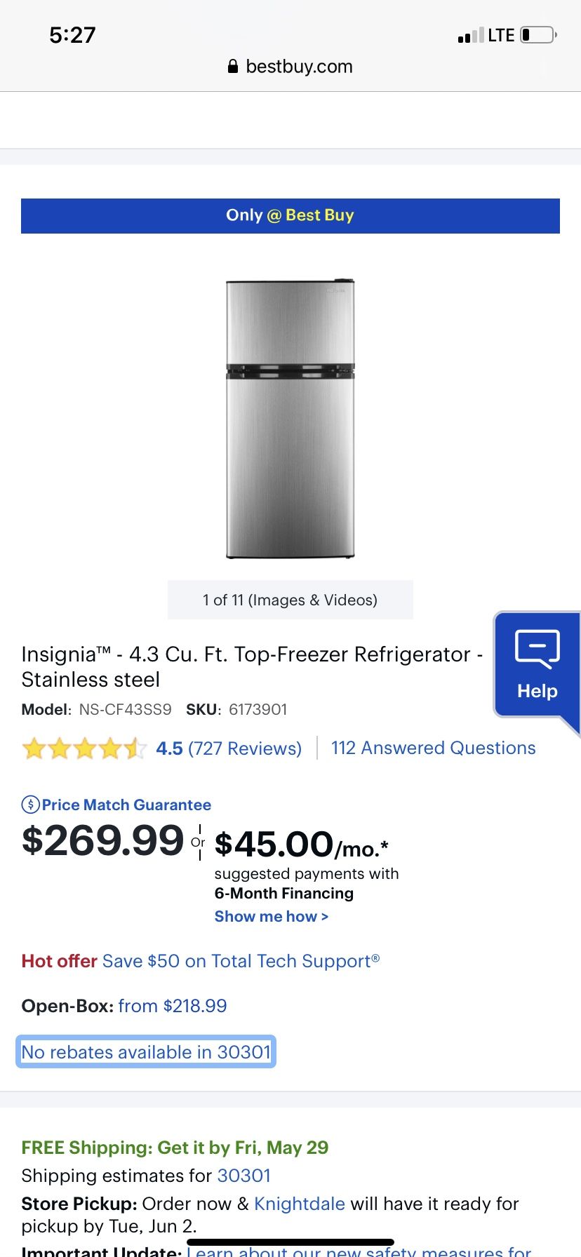 Vissani Two Door Mini Bar Fridge Refrigerator 4.3 cu ft for Sale in