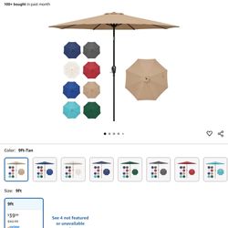 9 ‘ Umbrella For Patio-Tan-New In Box
