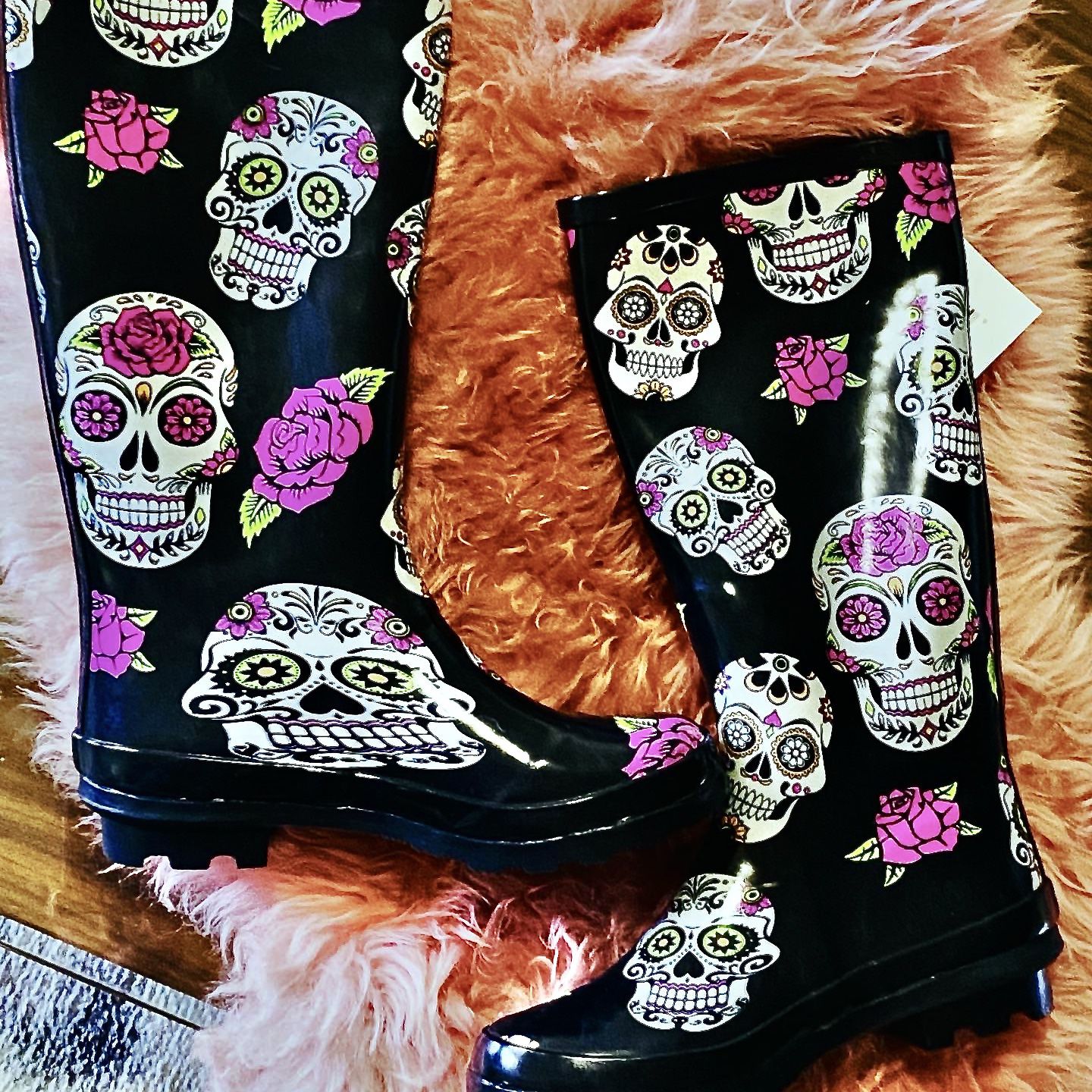 Skull And Roses Rain boots  Sizes  11,  9, 8, 