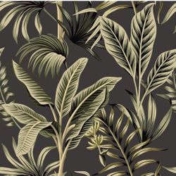 VaryStyle 17.7"x393" Jungle Palm Tree Wallpaper Tropical Peel and Stick Wallpaper Trees Banana Leaf Botanical Wallpaper Murals Dark Contact Paper Wate